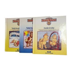 3 Teddy Ruxpin Books Worlds of Wonder 1985 USA 80's Kids Vintage